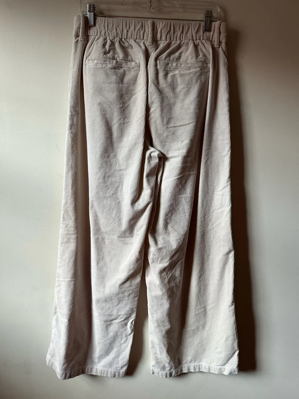 American Eagle Cream Corduroy Wide Leg Trouser Pant